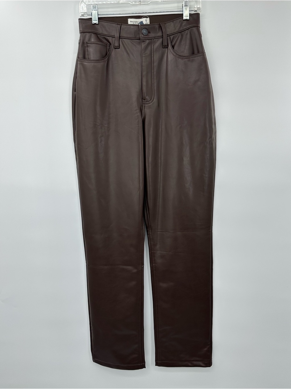 Abercrombie and Fitch Dark Brown Faux Leather 90’s Straight leg pants size 6L